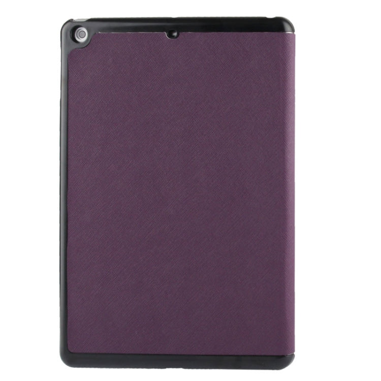 3-folding Cross Texture Leather Case with Holder & Sleep / Wake-up Function for iPad Air