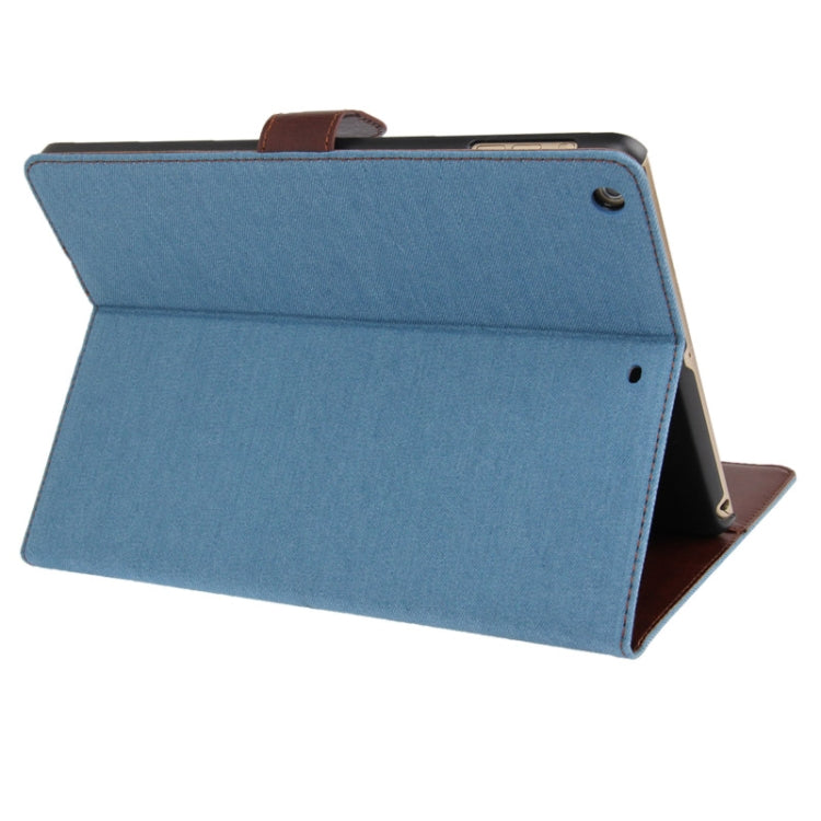 Denim Texture Leather Case with Credit Card Slots & Holder & Sleep / Wake-up Function  for iPad Air (Baby Blue)