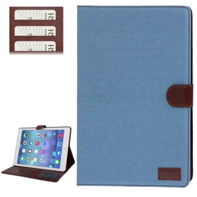 Denim Texture Leather Case with Credit Card Slots & Holder & Sleep / Wake-up Function  for iPad Air (Baby Blue)