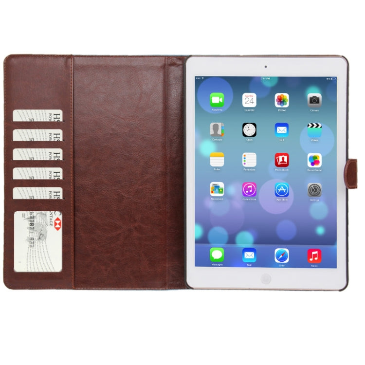 Peony Pattern Denim Texture Leather Case with Credit Card Slots & Holder & Sleep / Wake-up Function for iPad Air (Blue)