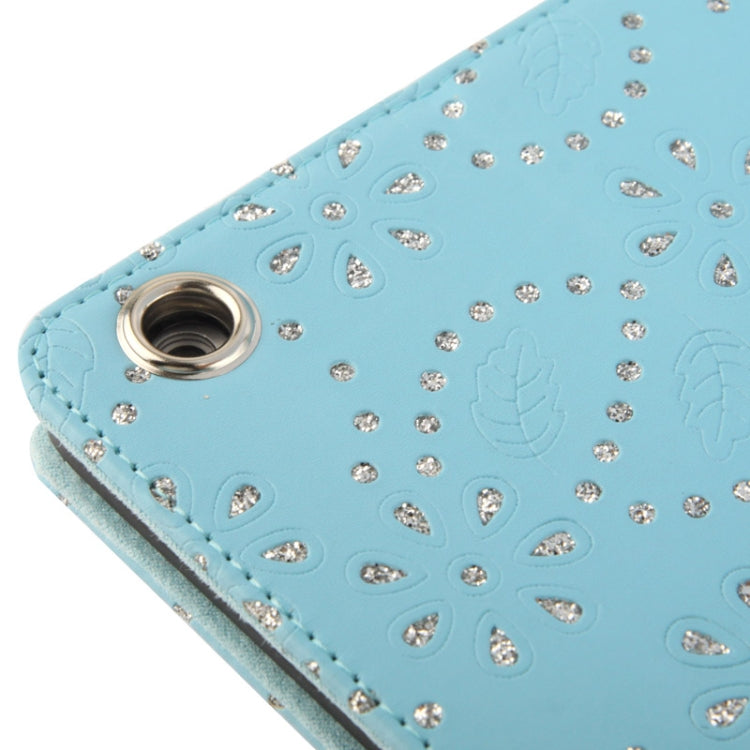 Diamond Encrusted Flower Pattern Leather Case with 3 Gears Holder & Sleep / Wake-up Function for iPad Air