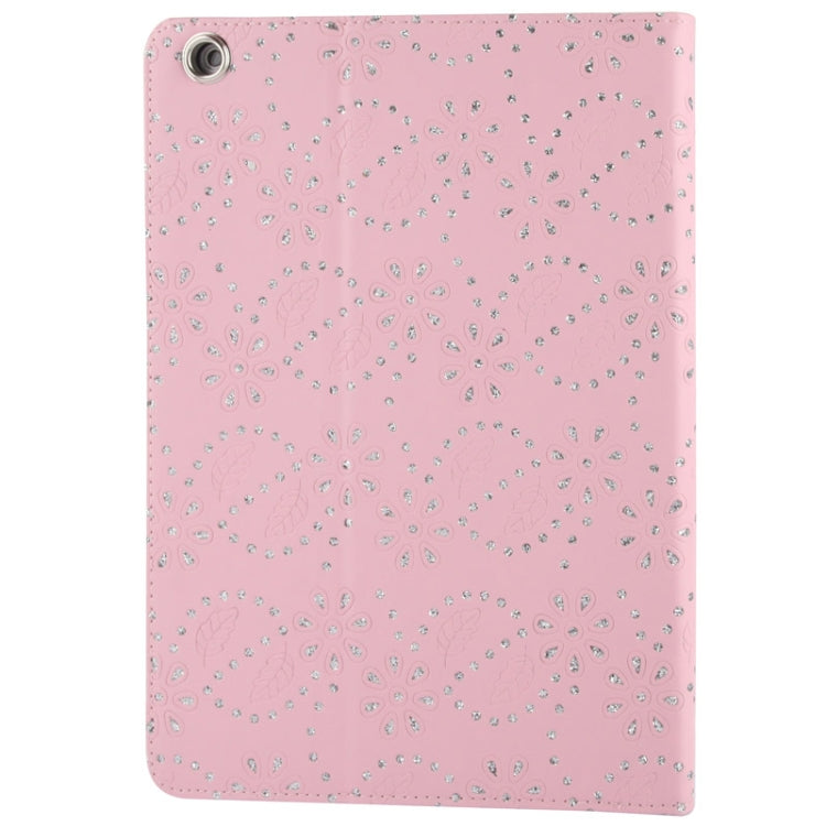 Diamond Encrusted Flower Pattern Leather Case with 3 Gears Holder & Sleep / Wake-up Function for iPad Air