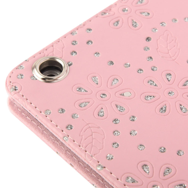Diamond Encrusted Flower Pattern Leather Case with 3 Gears Holder & Sleep / Wake-up Function for iPad Air