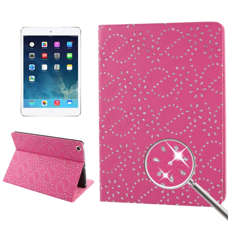 Diamond Encrusted Flower Pattern Leather Case with 3 Gears Holder & Sleep / Wake-up Function for iPad Air