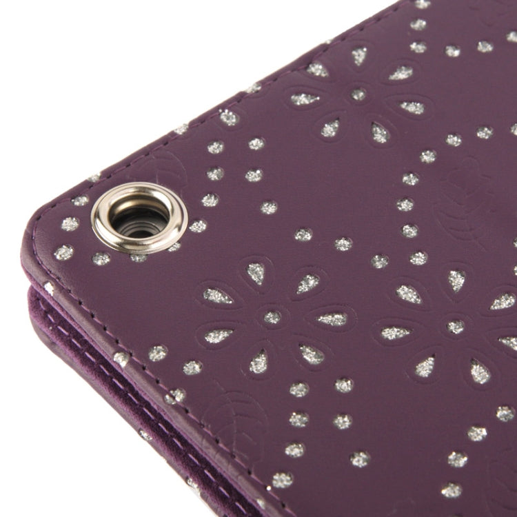Diamond Encrusted Flower Pattern Leather Case with 3 Gears Holder & Sleep / Wake-up Function for iPad Air