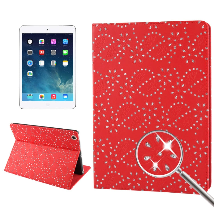 Diamond Encrusted Flower Pattern Leather Case with 3 Gears Holder & Sleep / Wake-up Function for iPad Air