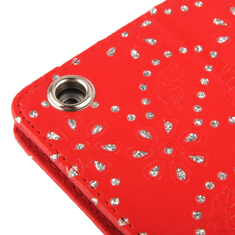 Diamond Encrusted Flower Pattern Leather Case with 3 Gears Holder & Sleep / Wake-up Function for iPad Air