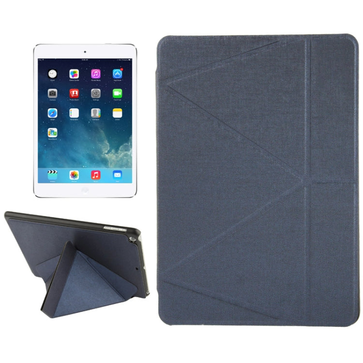 Multi-folding Holder Linen Texture Leather Case for iPad Air
