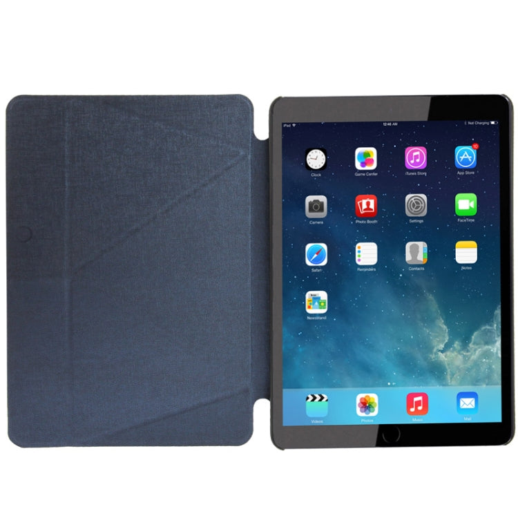 Multi-folding Holder Linen Texture Leather Case for iPad Air