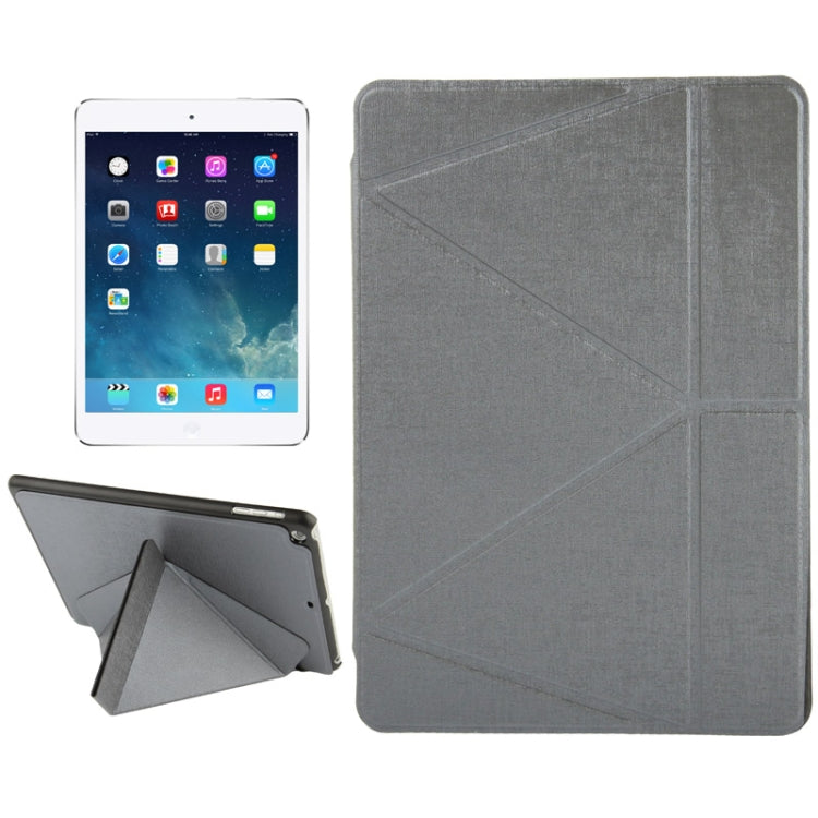 Multi-folding Holder Linen Texture Leather Case for iPad Air