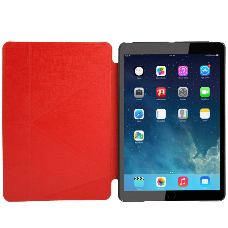Multi-folding Holder Linen Texture Leather Case for iPad Air
