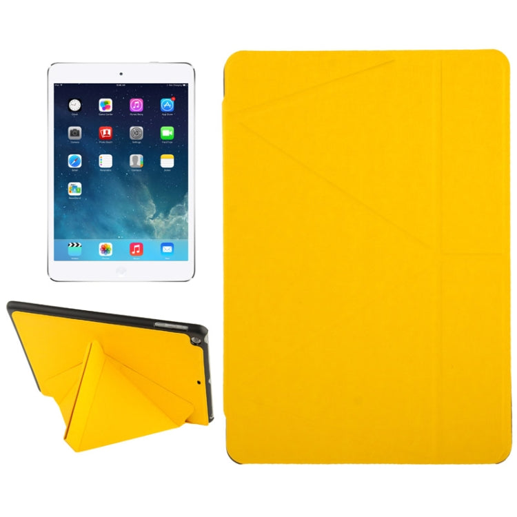 Multi-folding Holder Linen Texture Leather Case for iPad Air