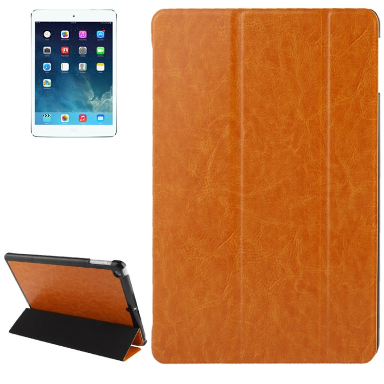 3-folding Crazy Horse Texture Leather Case with Holder & Sleep / Wake-up Function for iPad Air