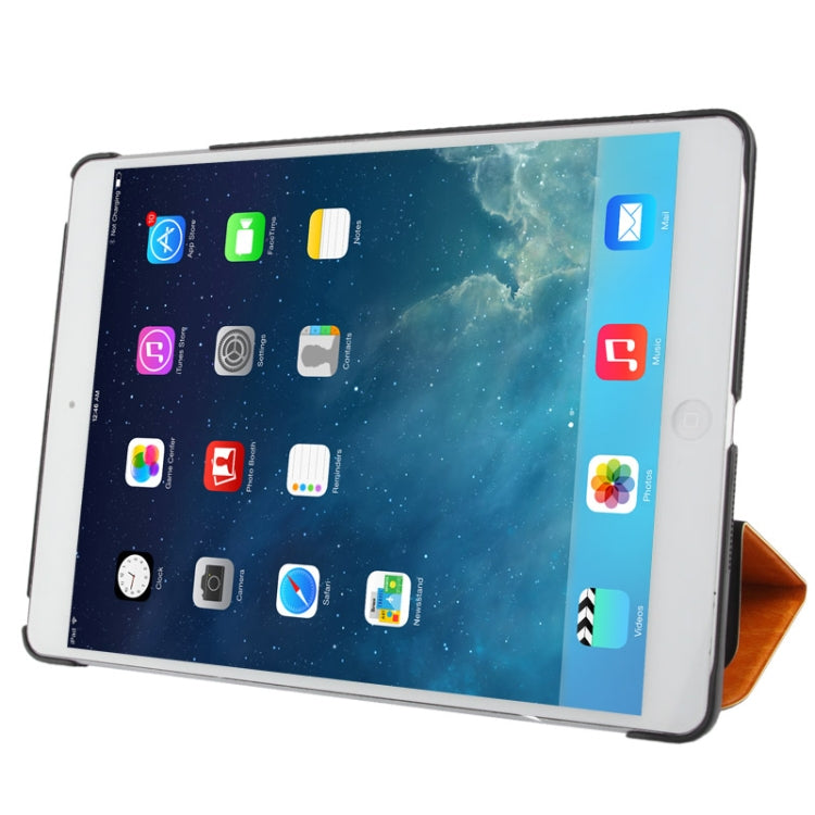 3-folding Crazy Horse Texture Leather Case with Holder & Sleep / Wake-up Function for iPad Air
