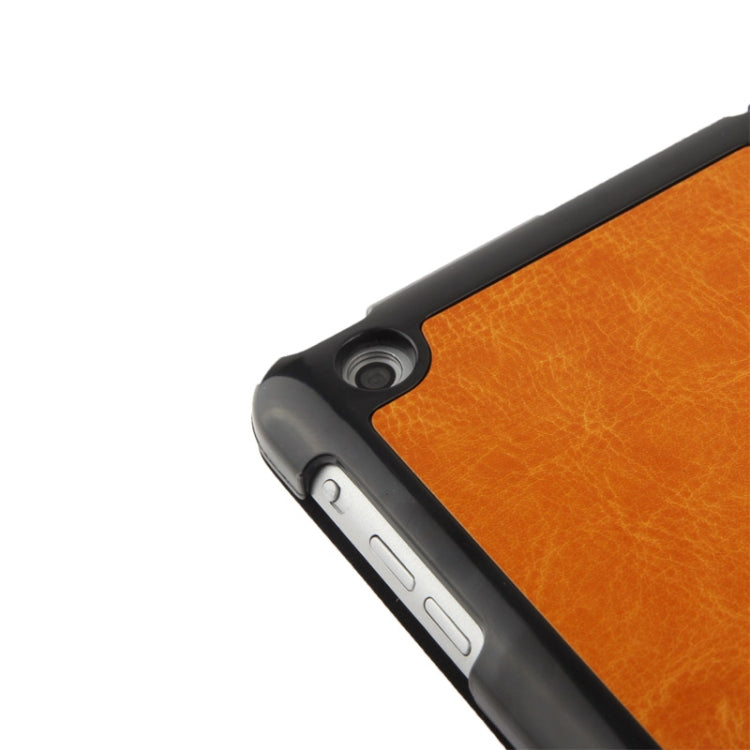 3-folding Crazy Horse Texture Leather Case with Holder & Sleep / Wake-up Function for iPad Air