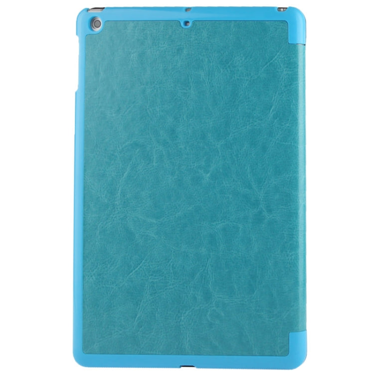 3-folding Crazy Horse Texture Leather Case with Holder & Sleep / Wake-up Function for iPad Air