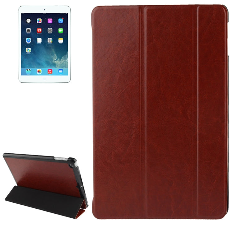 3-folding Crazy Horse Texture Leather Case with Holder & Sleep / Wake-up Function for iPad Air
