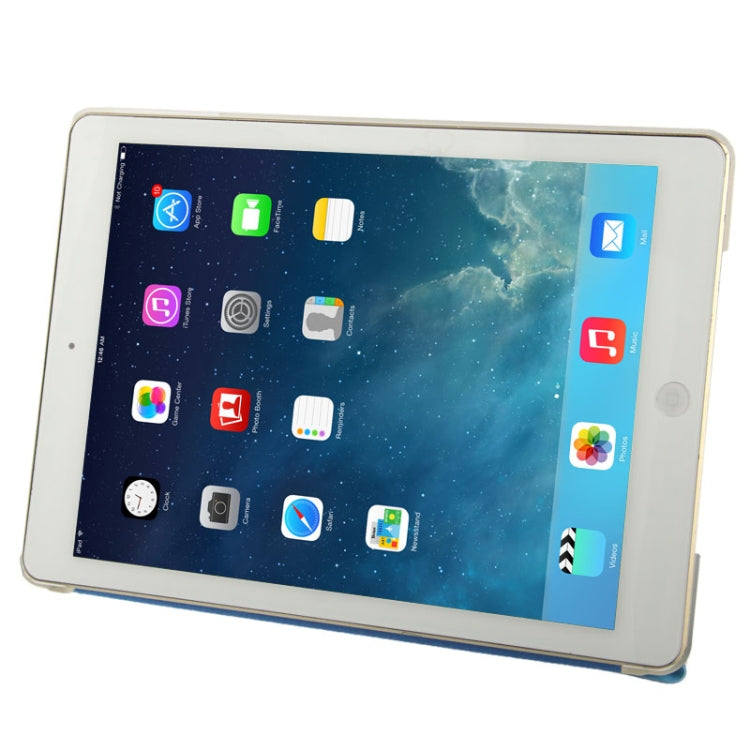 Multi-folding Wood Texture Leather Case with Sleep / Wake-up Function & Holder for iPad Air (Blue)