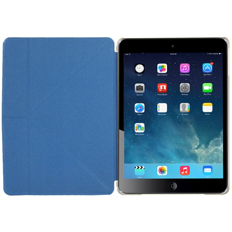 Multi-folding Wood Texture Leather Case with Sleep / Wake-up Function & Holder for iPad Air (Blue)
