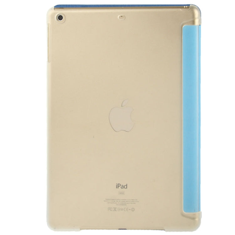 Multi-folding Wood Texture Leather Case with Sleep / Wake-up Function & Holder for iPad Air (Blue)
