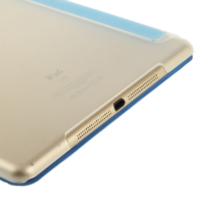 Multi-folding Wood Texture Leather Case with Sleep / Wake-up Function & Holder for iPad Air (Blue)