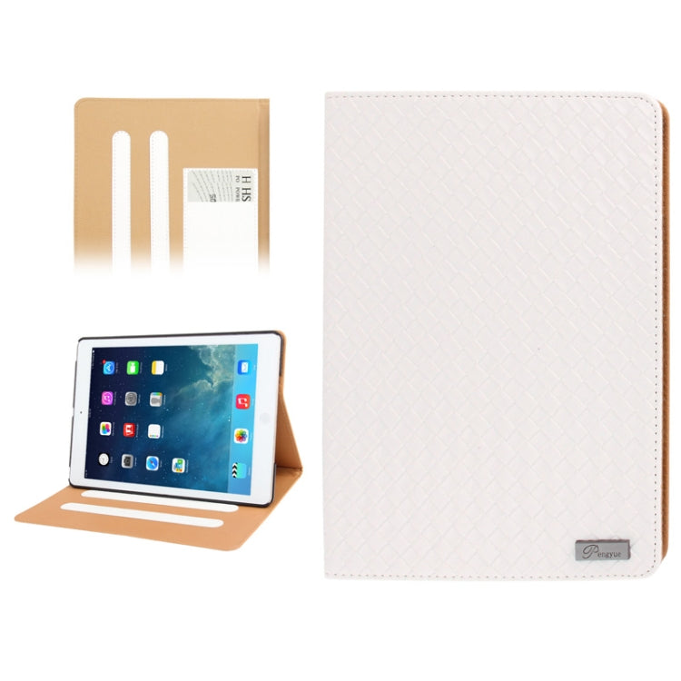Weave Texture Leather Case with Credit Card Slot & Holder & Sleep / Wake-up Function for iPad Air (White)