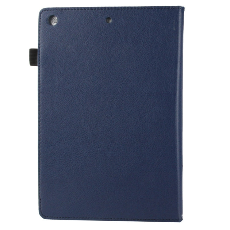 3-folding Litchi Texture Leather Case with Holder & Sleep / Wake-up Function for iPad Air (Dark Blue)