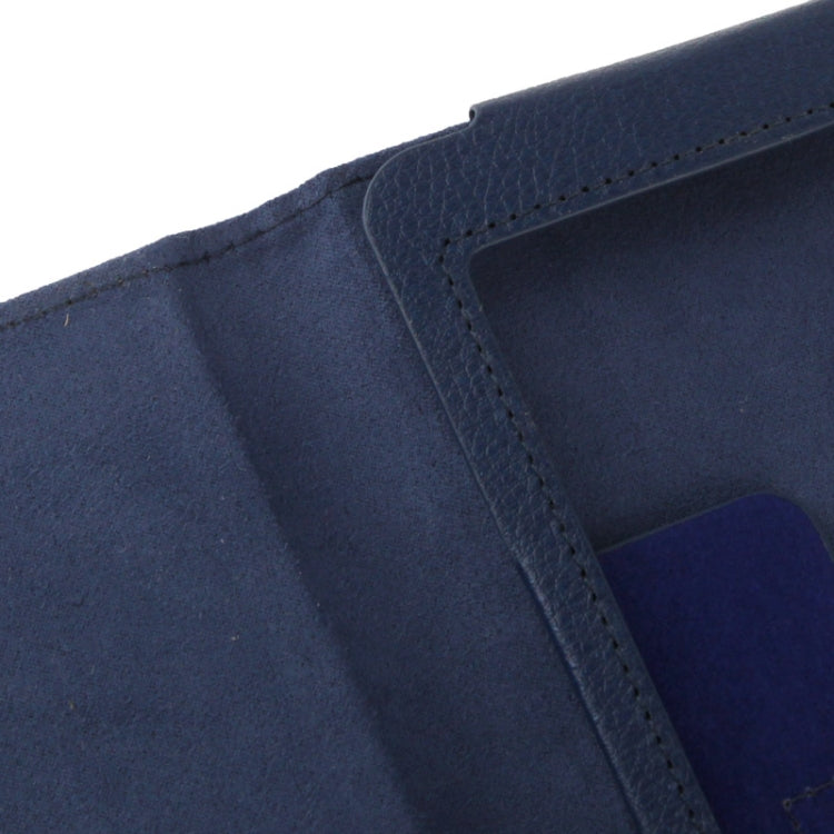 3-folding Litchi Texture Leather Case with Holder & Sleep / Wake-up Function for iPad Air (Dark Blue)