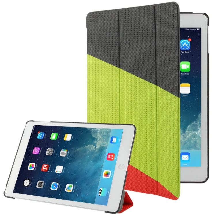 3-folding Weave Texture Leather Case with Holder & Sleep / Wake-up Function for iPad Air (Black)