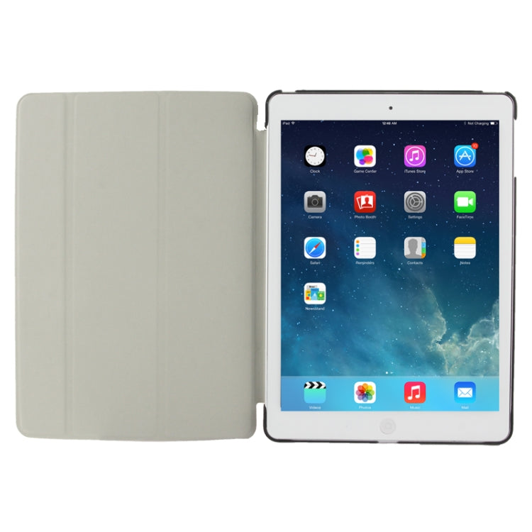 3-folding Weave Texture Leather Case with Holder & Sleep / Wake-up Function for iPad Air (Black)