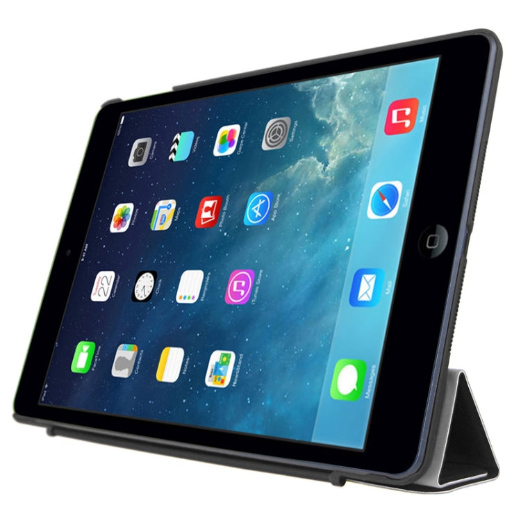 4-folding PU Leather Case with Holder & Sleep / Wake-up Function for iPad Air, ENK-3157