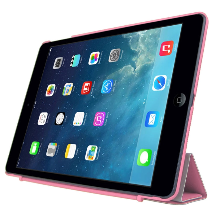4-folding PU Leather Case with Holder & Sleep / Wake-up Function for iPad Air, ENK-3157