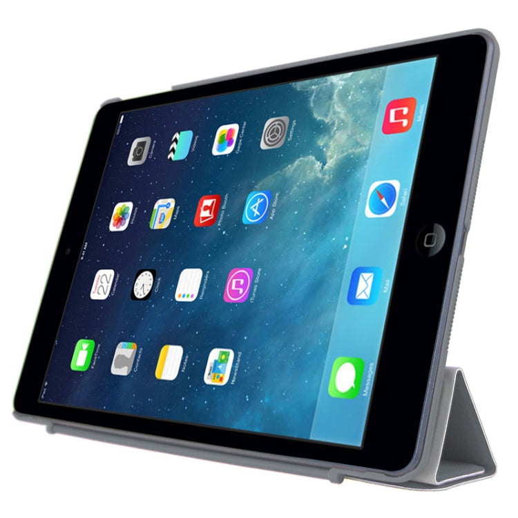 4-folding PU Leather Case with Holder & Sleep / Wake-up Function for iPad Air, ENK-3157