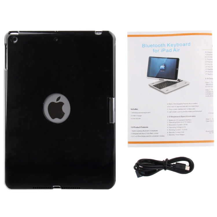 360 Degree Rotation Tablet Bluetooth 3.0 Keyboard with Magnetic Hinge for iPad Air, Change iPad Air into Macbook Air