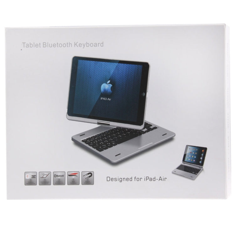 360 Degree Rotation Tablet Bluetooth 3.0 Keyboard with Magnetic Hinge for iPad Air, Change iPad Air into Macbook Air