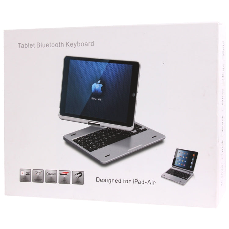 360 Degree Rotation Tablet Bluetooth 3.0 Keyboard with Magnetic Hinge for iPad Air, Change iPad Air into Macbook Air