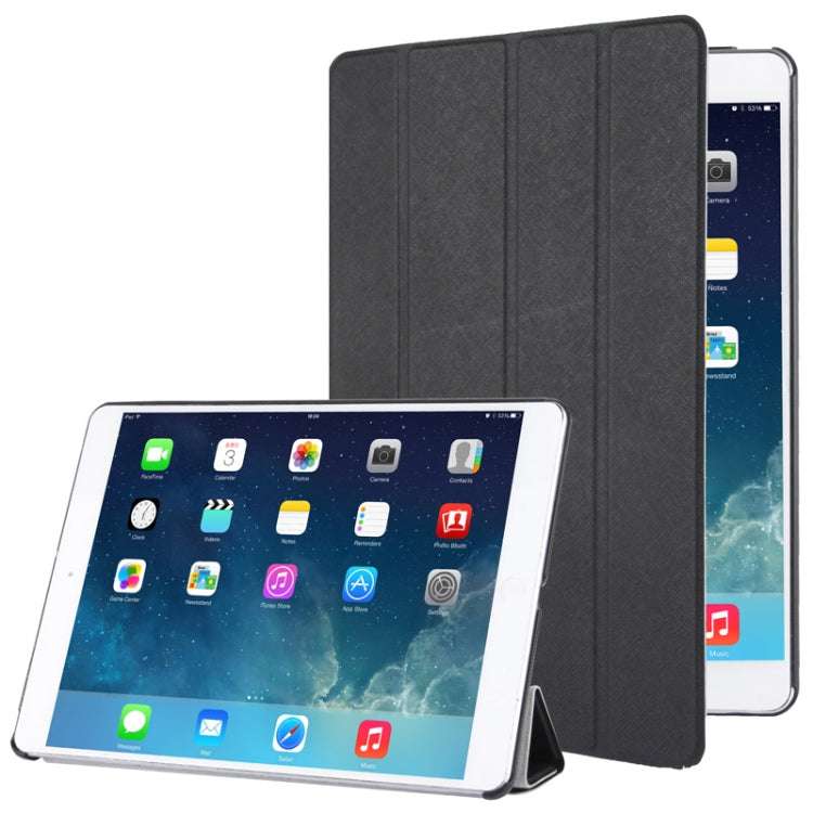 4-folding Cross Texture Leather Case with Sleep / Wake-up Function & Holder for iPad Air