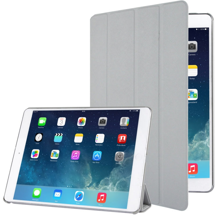 4-folding Cross Texture Leather Case with Sleep / Wake-up Function & Holder for iPad Air