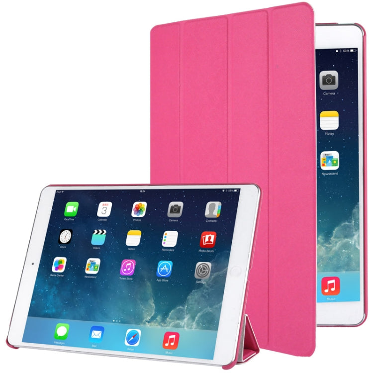 4-folding Cross Texture Leather Case with Sleep / Wake-up Function & Holder for iPad Air
