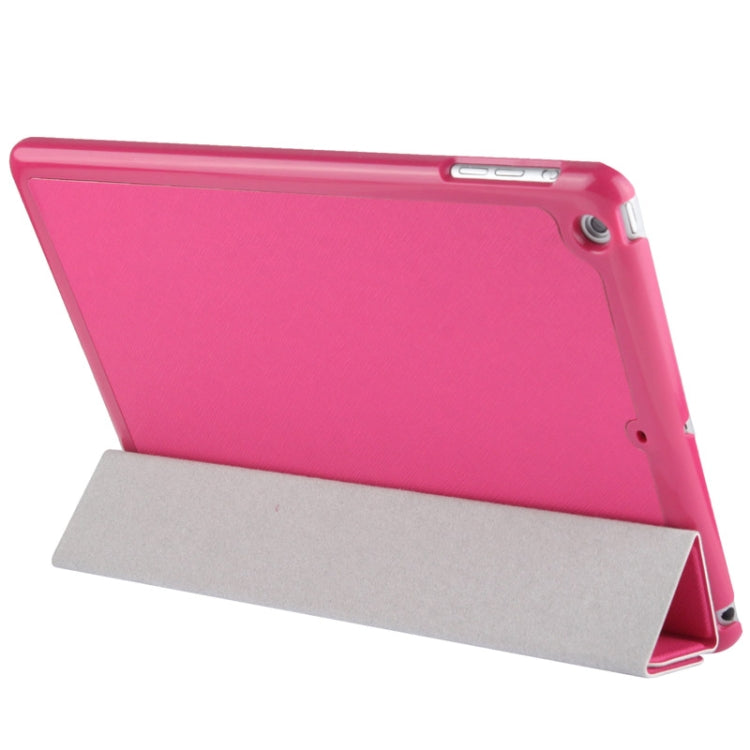 4-folding Cross Texture Leather Case with Sleep / Wake-up Function & Holder for iPad Air