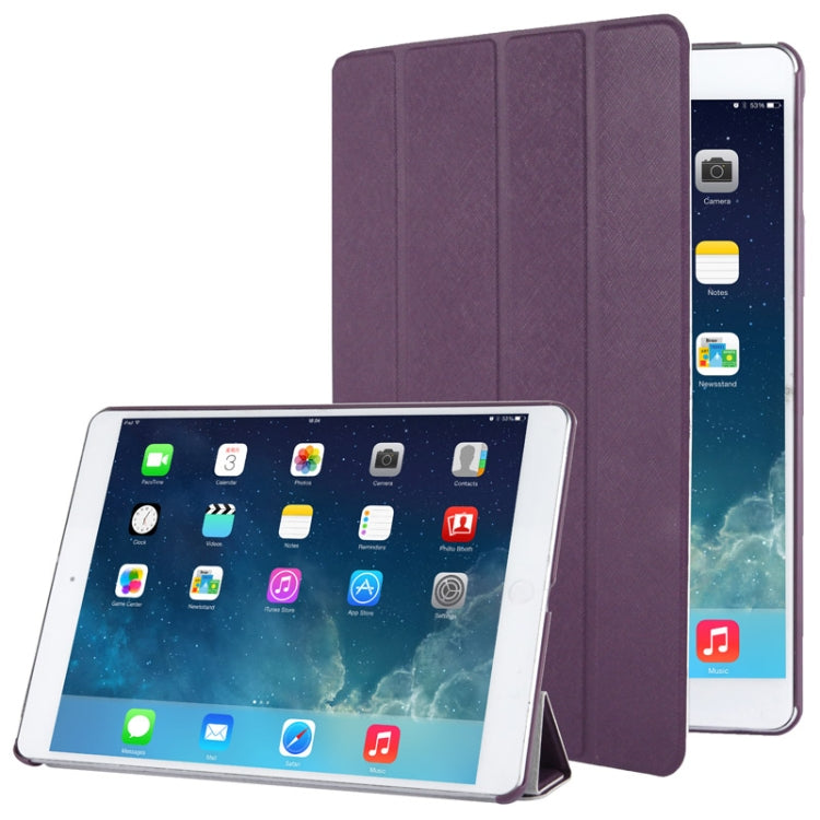 4-folding Cross Texture Leather Case with Sleep / Wake-up Function & Holder for iPad Air