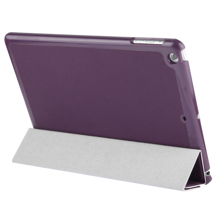 4-folding Cross Texture Leather Case with Sleep / Wake-up Function & Holder for iPad Air