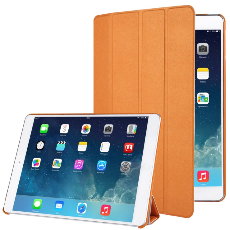4-folding Cross Texture Leather Case with Sleep / Wake-up Function & Holder for iPad Air