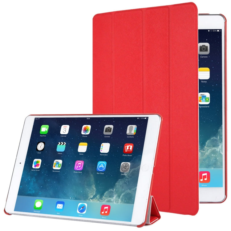4-folding Cross Texture Leather Case with Sleep / Wake-up Function & Holder for iPad Air