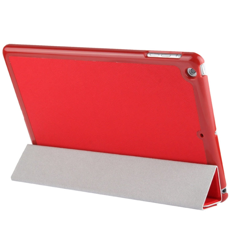 4-folding Cross Texture Leather Case with Sleep / Wake-up Function & Holder for iPad Air
