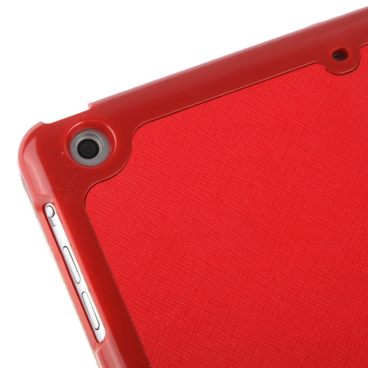 4-folding Cross Texture Leather Case with Sleep / Wake-up Function & Holder for iPad Air
