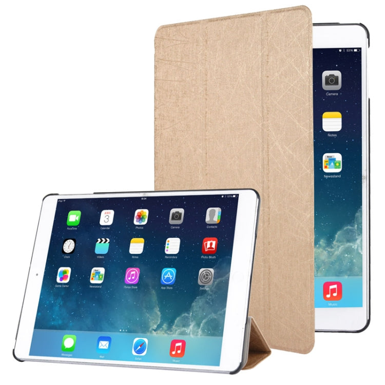 3-folding Lines Oracle Texture Leather Case with Sleep / Wake-up Function & Holder for iPad Air (Golden)