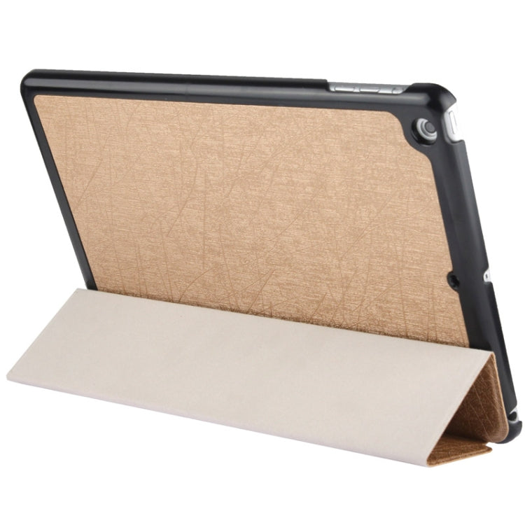 3-folding Lines Oracle Texture Leather Case with Sleep / Wake-up Function & Holder for iPad Air (Golden)