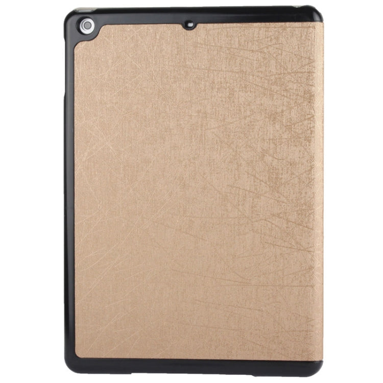 3-folding Lines Oracle Texture Leather Case with Sleep / Wake-up Function & Holder for iPad Air (Golden)