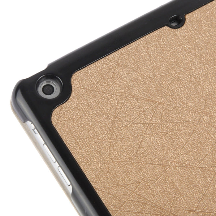 3-folding Lines Oracle Texture Leather Case with Sleep / Wake-up Function & Holder for iPad Air (Golden)